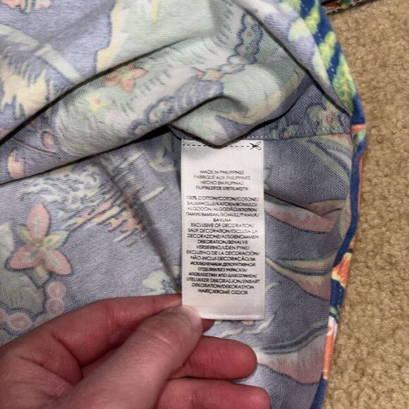 Ralph Lauren Polo Oxford Button Down Shirt Blue Floral Hawaiian Tropical Size M - Picture 4 of 7